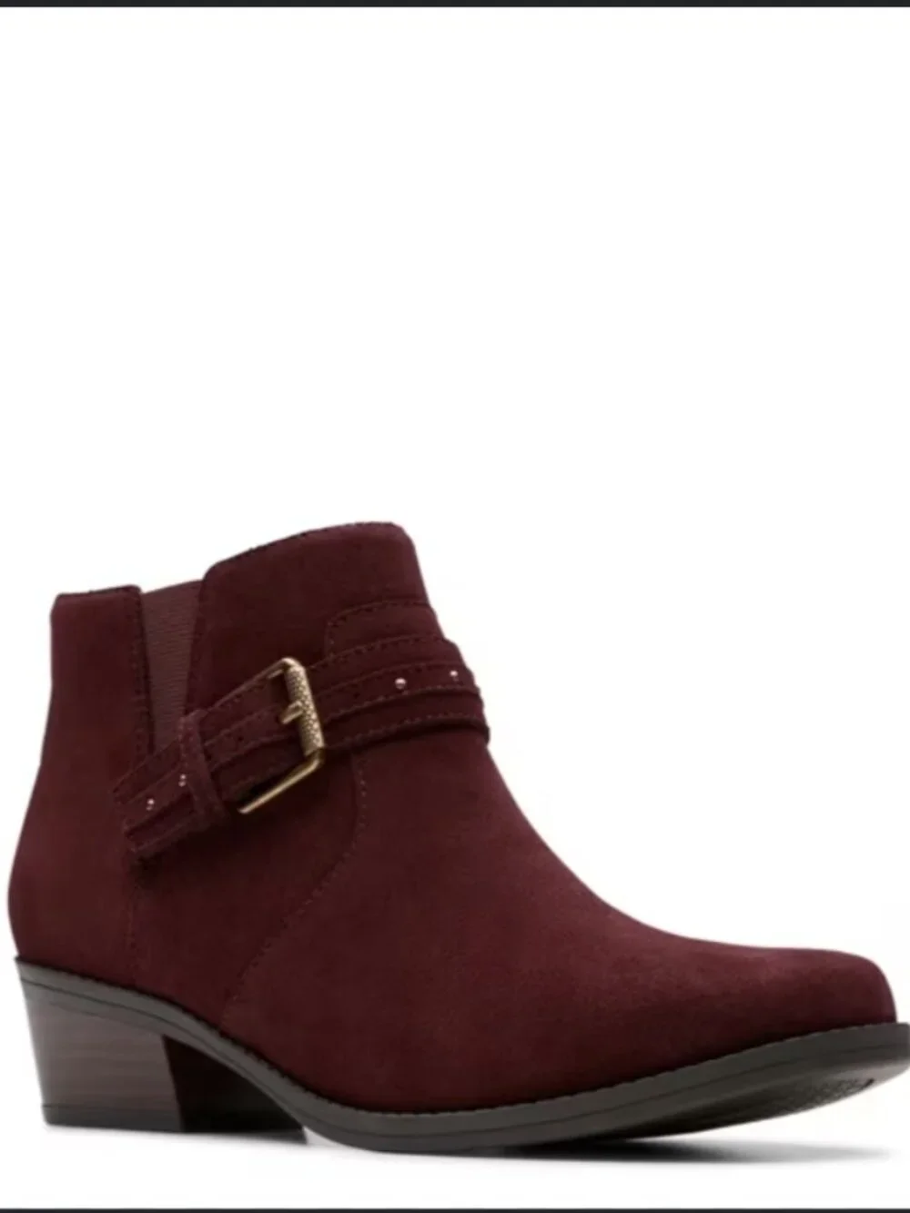 Clarks Danyelle Wish Ankle Booties – Burgundy / Merlot Suede – Size 8 (NWT)